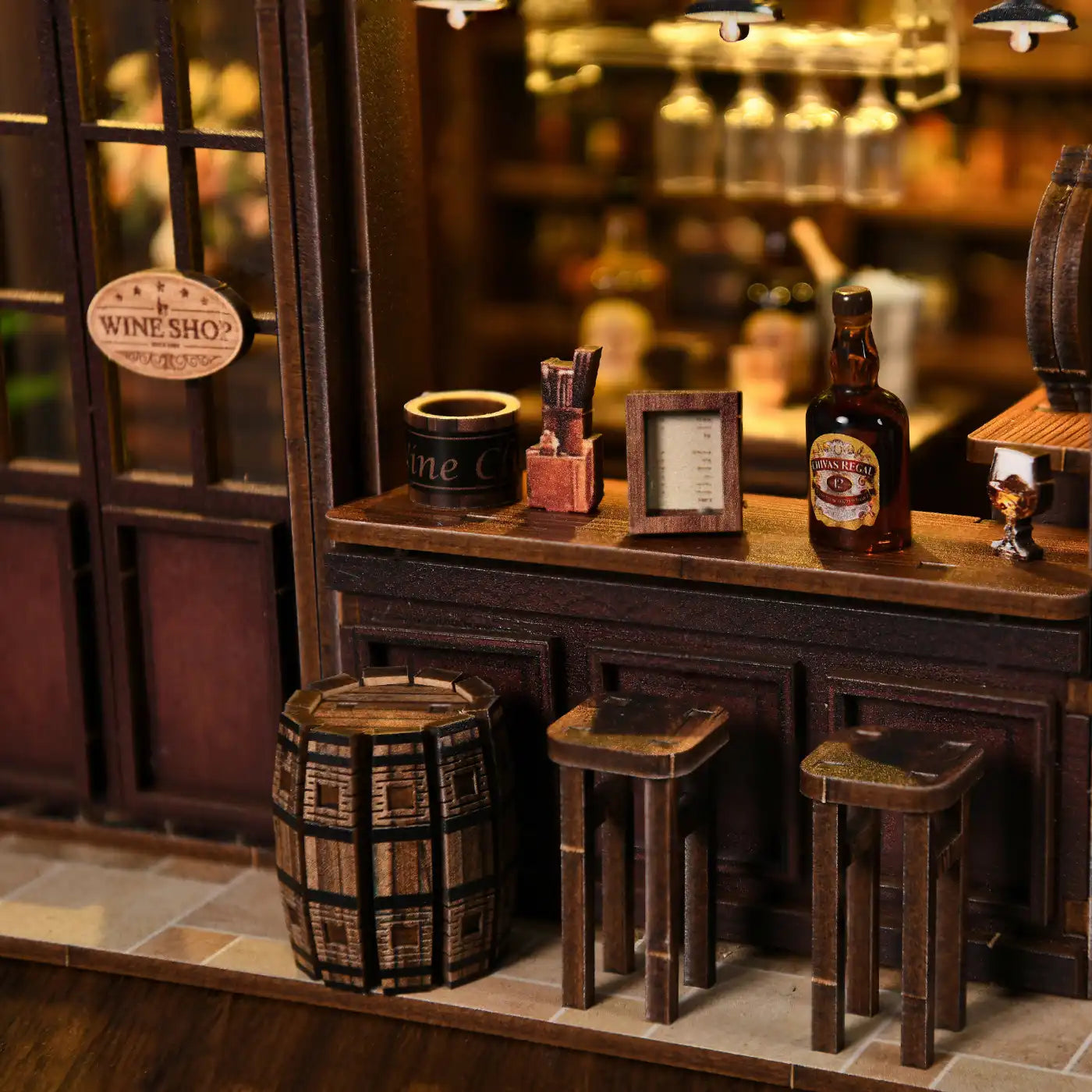 Corner Tavern – DIY Mini House with LED Touch Light(3D wooden puzzle)