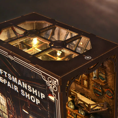 Craftsmanship Repair Shop – DIY Book Nook Kit with LED Touch Lamp (3D wooden puzzle)
