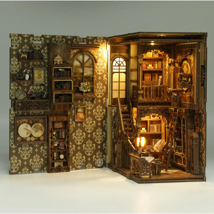 Antique Book Collection Room – DIY Book Nook Kit with LED Touch Lamp (3D wooden puzzle)