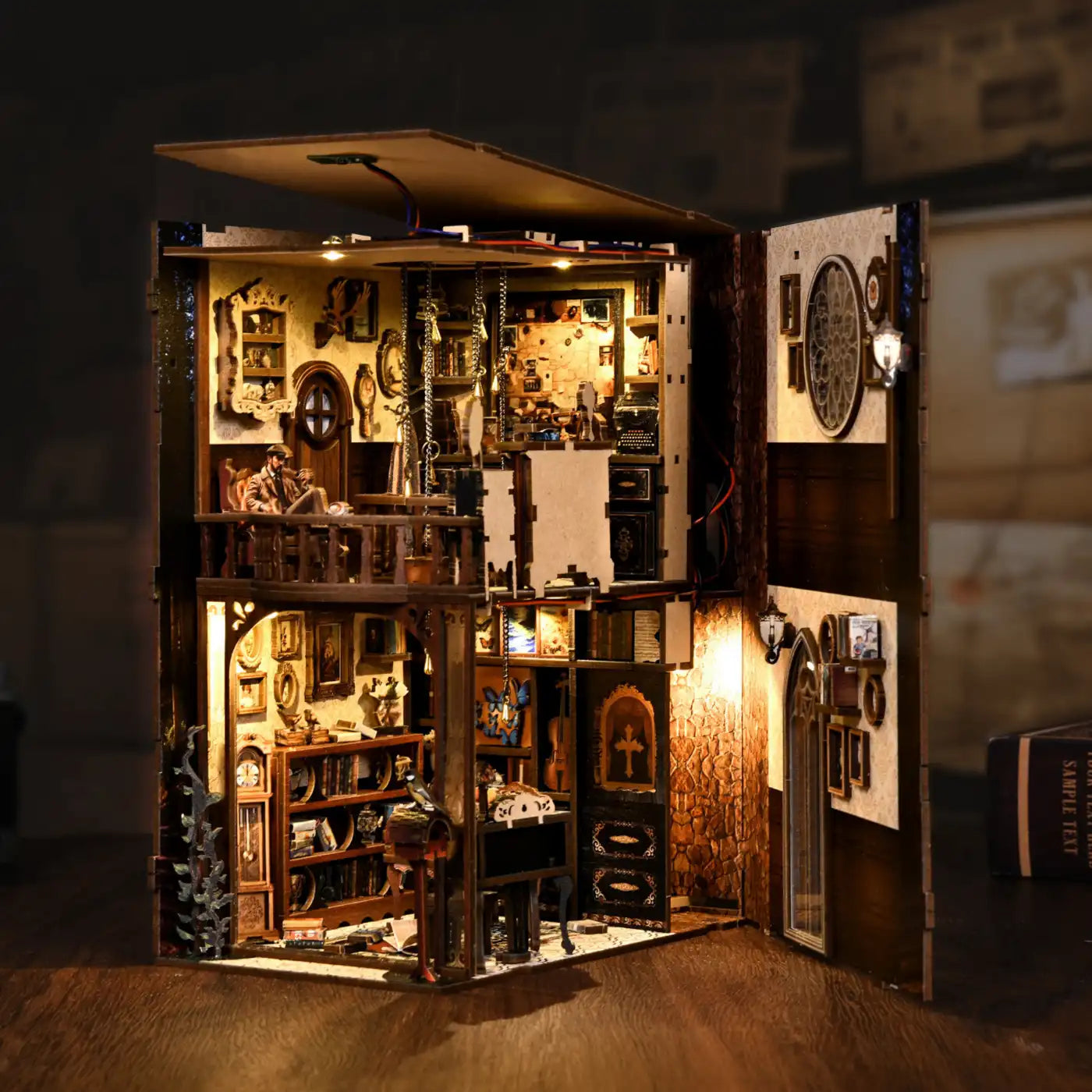 Dark Box Mystery Case – DIY Book Nook Kit with LED Touch Lamp (3D wooden puzzle)