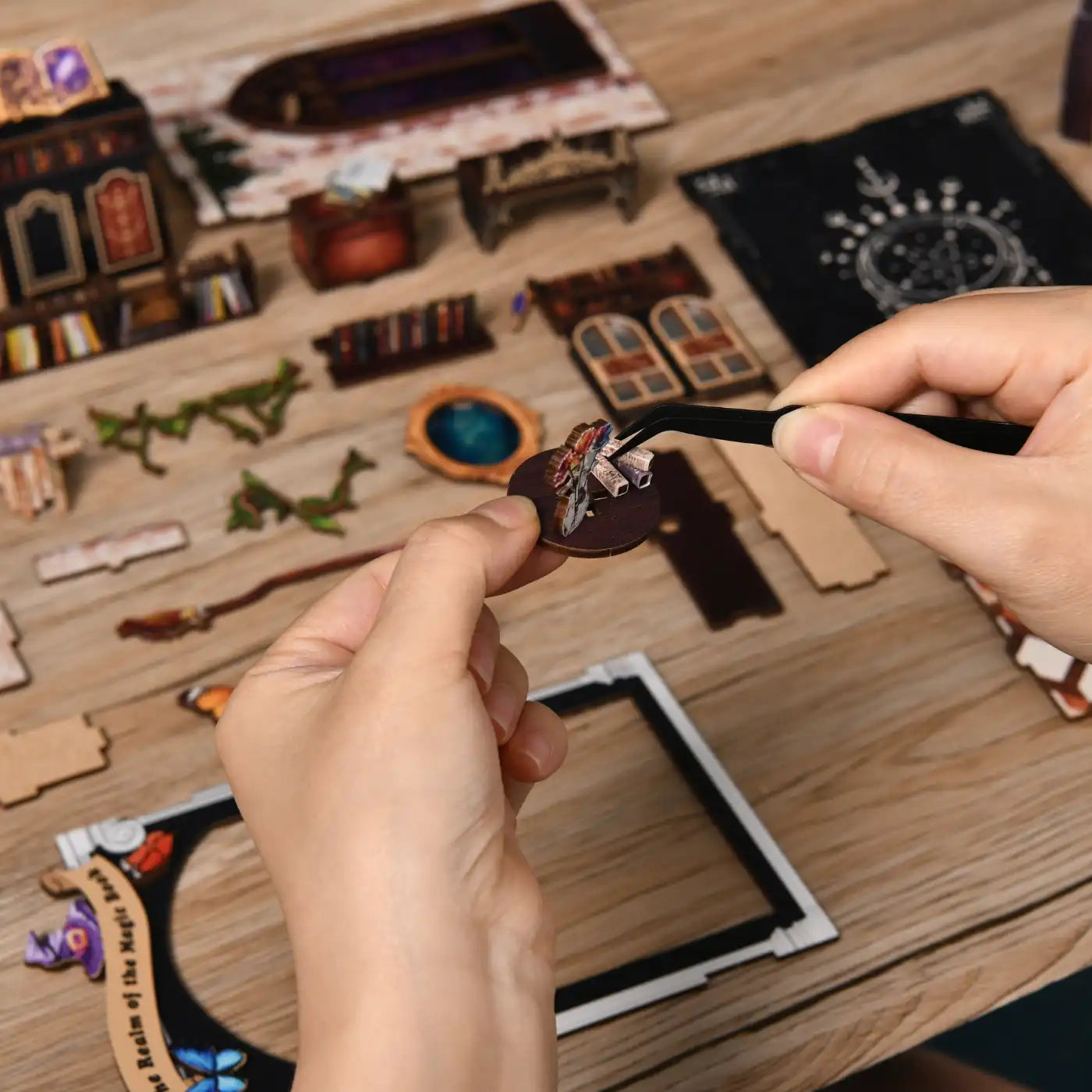 The Realm of the Magic Book – DIY Book Nook Kit (3D Wooden Puzzle)