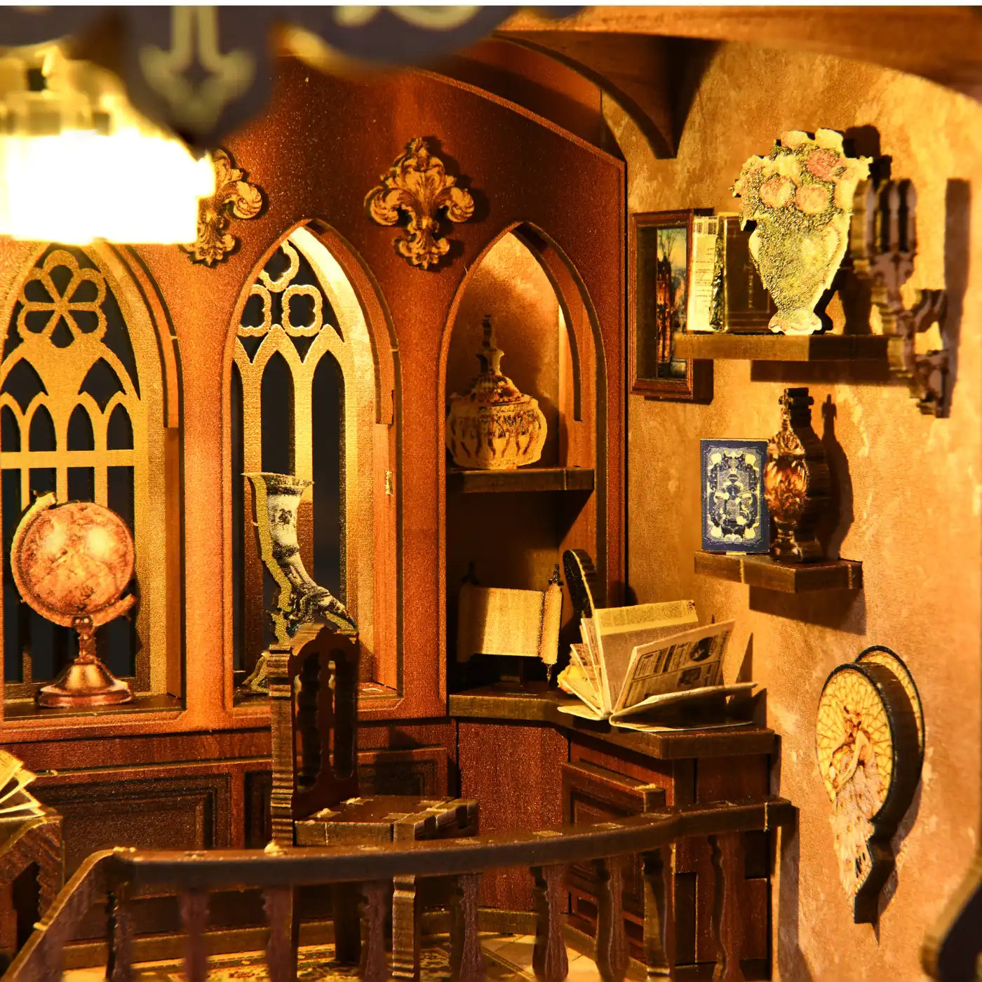 Ancient Rhyme Library – DIY Book Nook Kit with LED Touch Lamp (3D wooden puzzle)