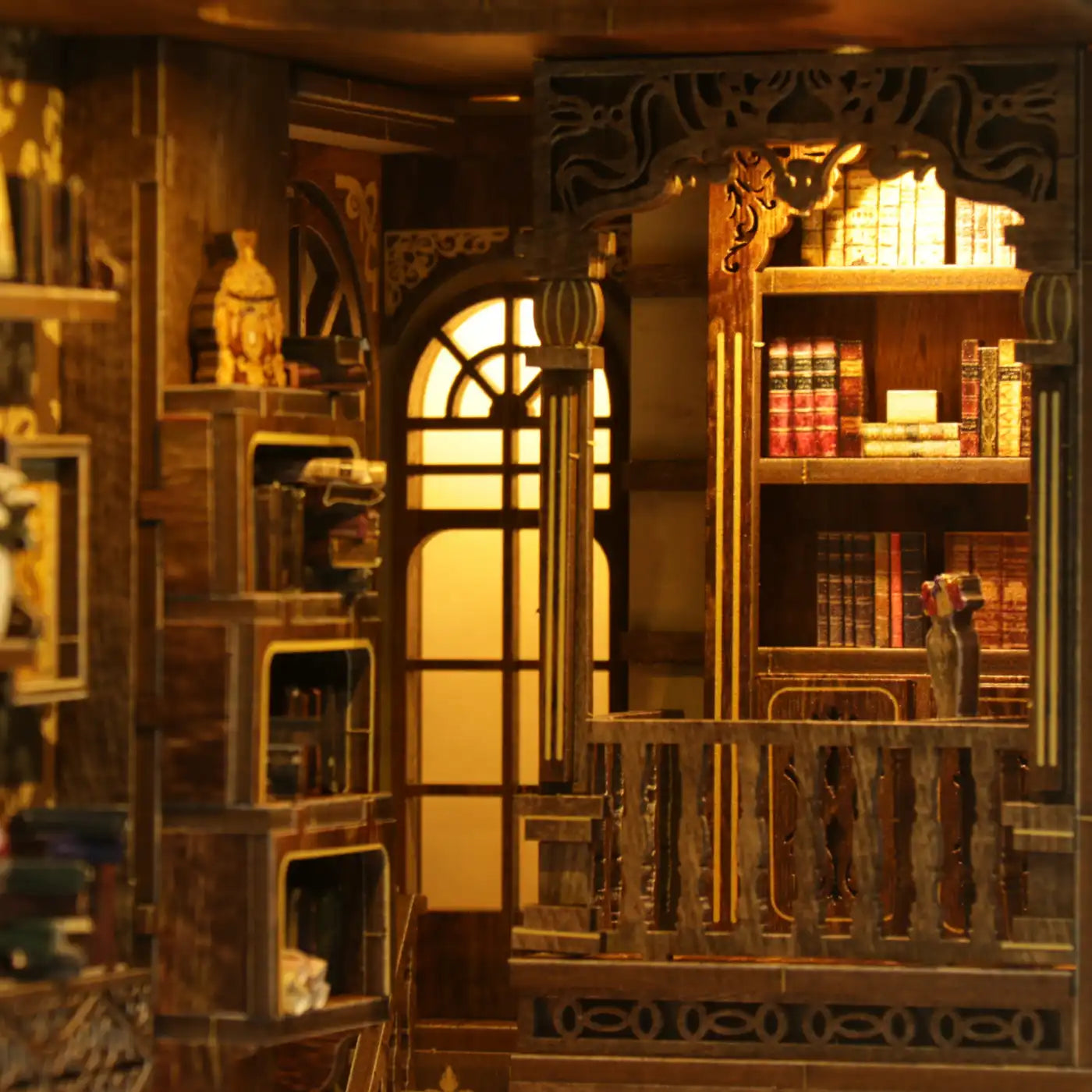 Antique Book Collection Room – DIY Book Nook Kit with LED Touch Lamp (3D wooden puzzle)