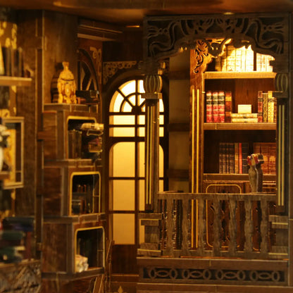 Antique Book Collection Room – DIY Book Nook Kit with LED Touch Lamp (3D wooden puzzle)
