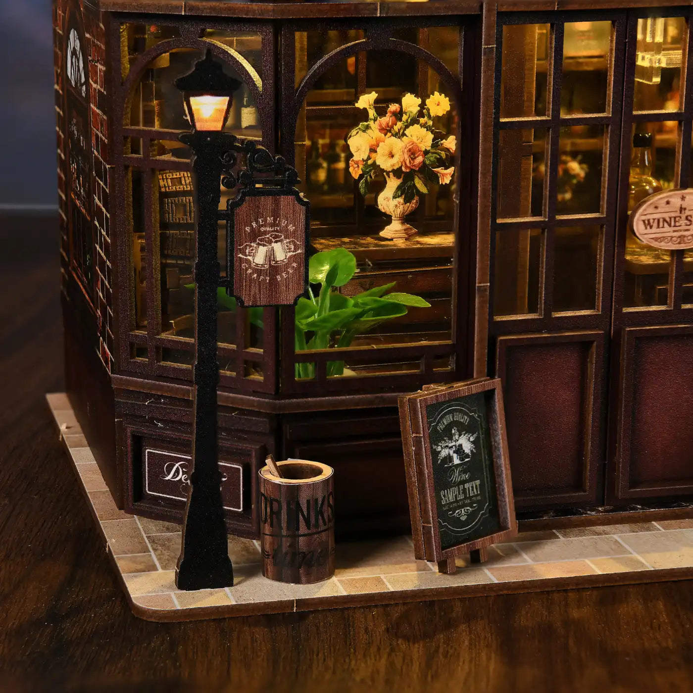 Corner Tavern – DIY Mini House with LED Touch Light(3D wooden puzzle)