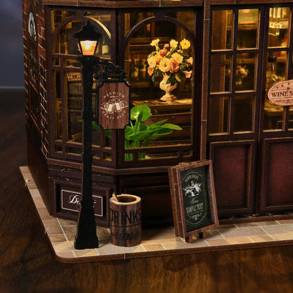 Corner Tavern – DIY Mini House with LED Touch Light(3D wooden puzzle)