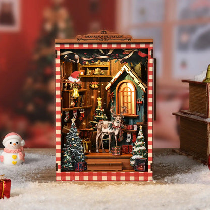 Snow Realm Pavilion – DIY Book Nook Kit with LED Touch Lamp (3D wooden puzzle)
