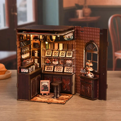 Sweet Chapter Dessert Shop – DIY Book Nook Kit with LED Touch Lamp (3D wooden puzzle)