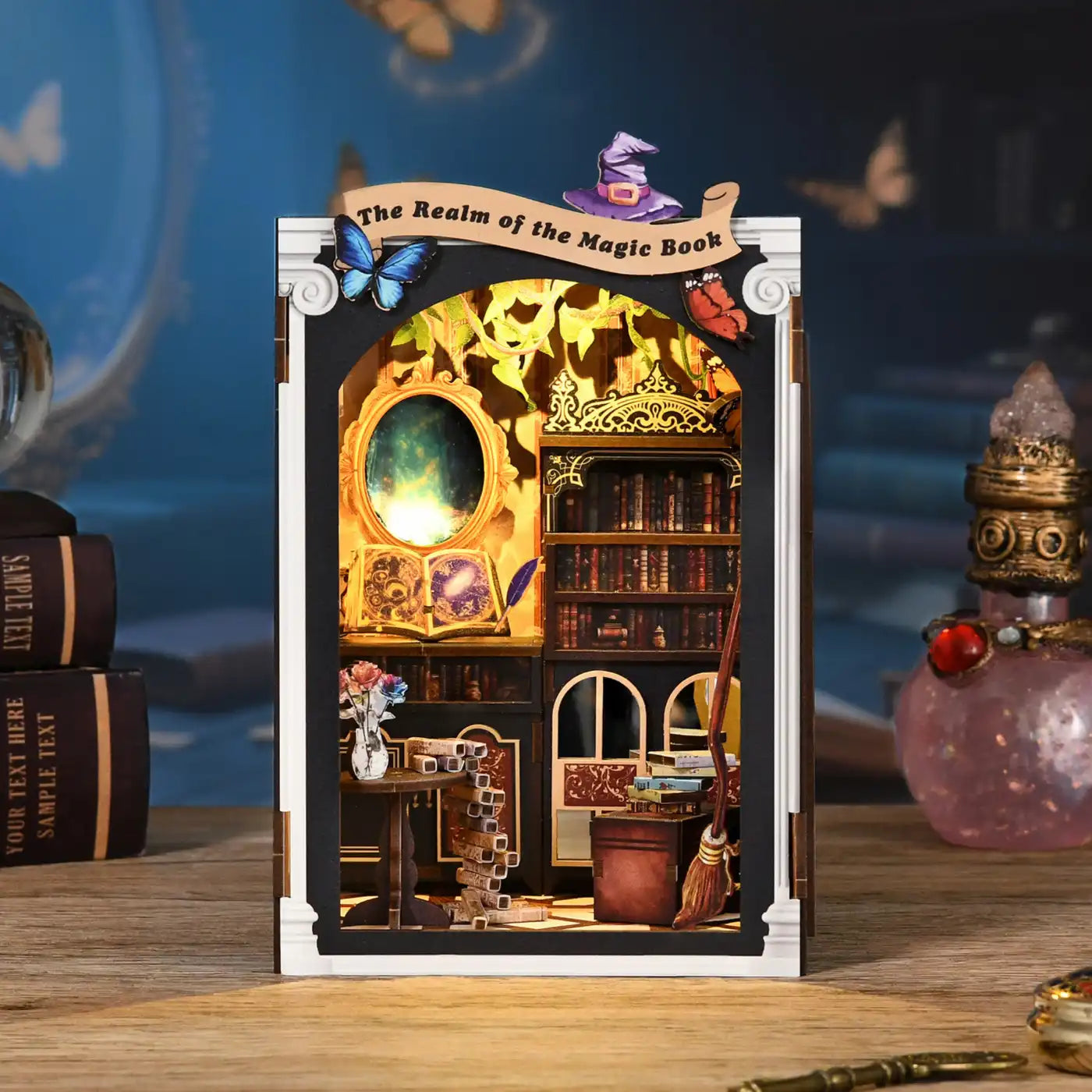 The Realm of the Magic Book – DIY Book Nook Kit (3D Wooden Puzzle)