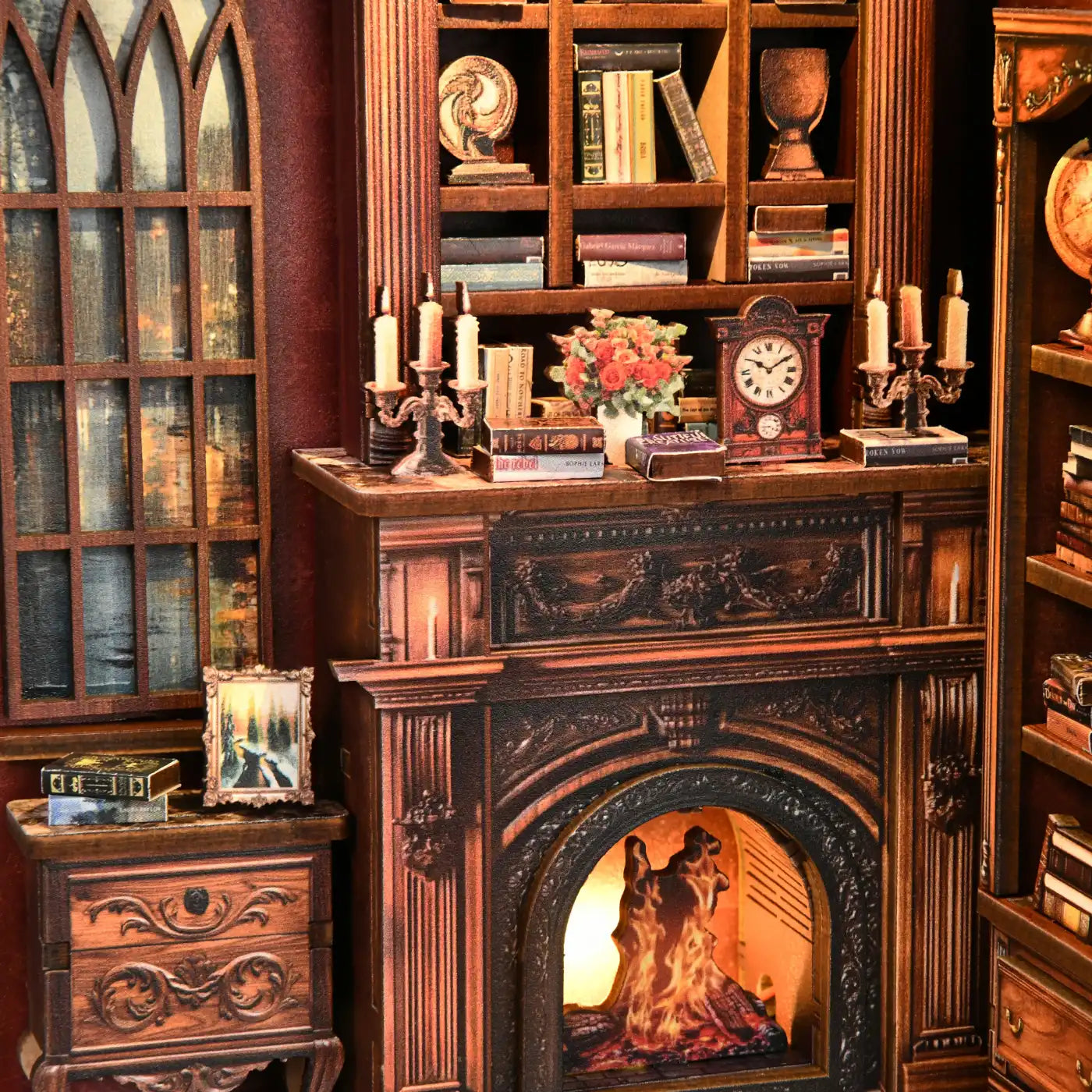 Twilight Library – DIY Book Nook Kit with LED Touch Lamp (3D wooden puzzle)