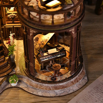 Dreamy Book Hall – DIY Book Nook Kit with LED Touch Lamp (3D wooden puzzle)