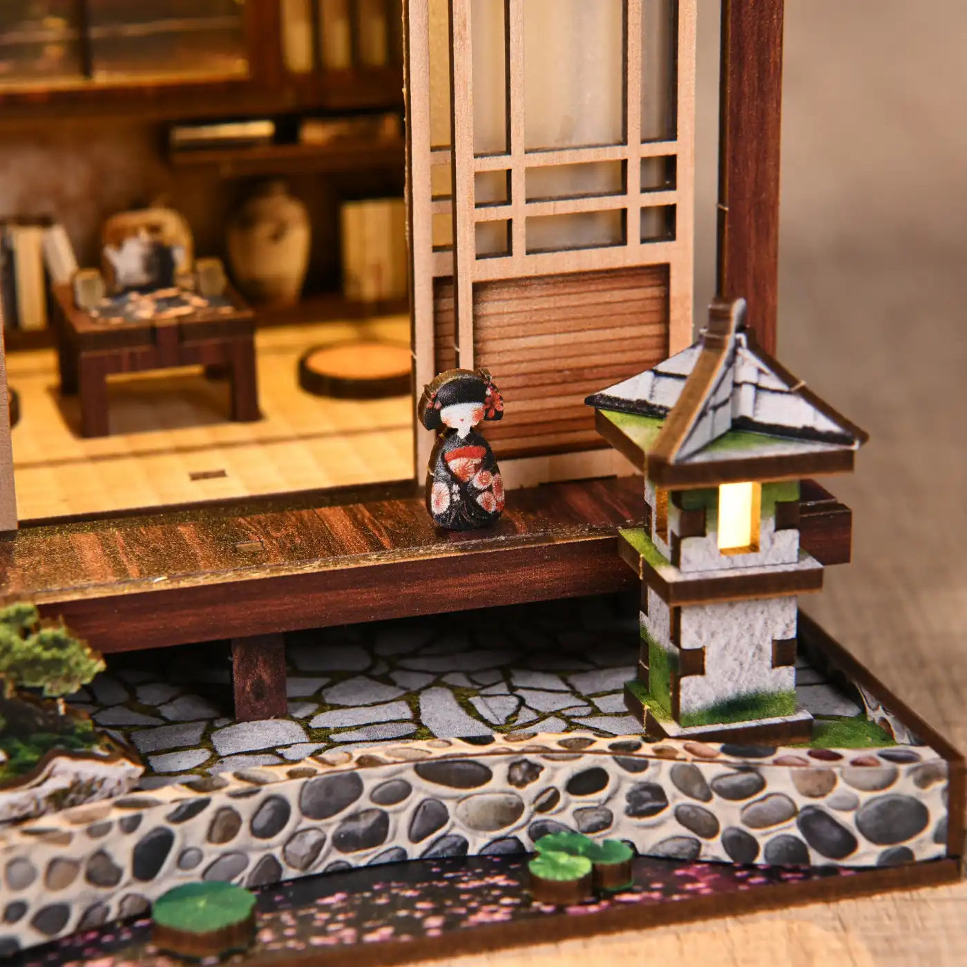 Japanese Garden House – DIY Book Nook Kit with LED Touch Lamp (3D wooden puzzle)