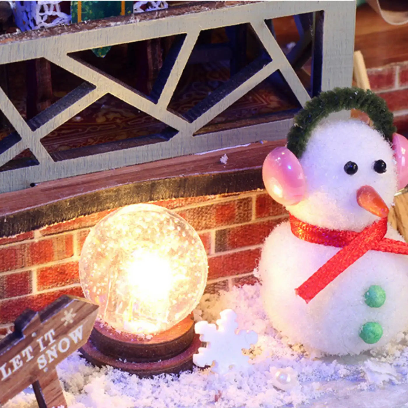 Warm Christmas Lodge – DIY Miniature House Kit with LED Lights & Music Box