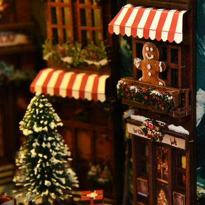 Christmas Street Corner – DIY Book Nook Kit with LED Touch Lamp (3D wooden puzzle)