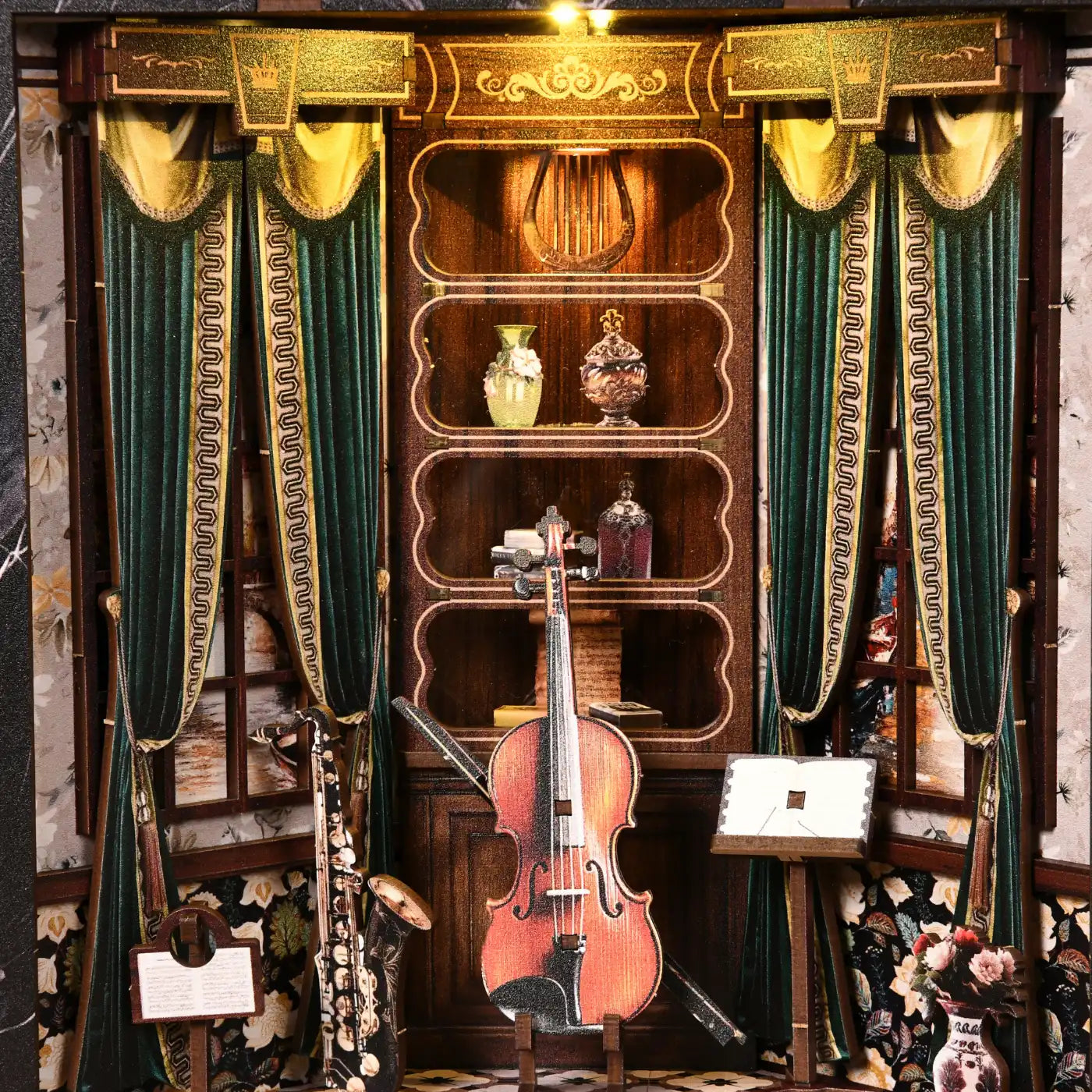 Melody Musical Instrument Box – DIY Book Nook Kit with LED Touch Lamp (3D wooden puzzle)