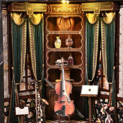 Melody Musical Instrument Box – DIY Book Nook Kit with LED Touch Lamp (3D wooden puzzle)