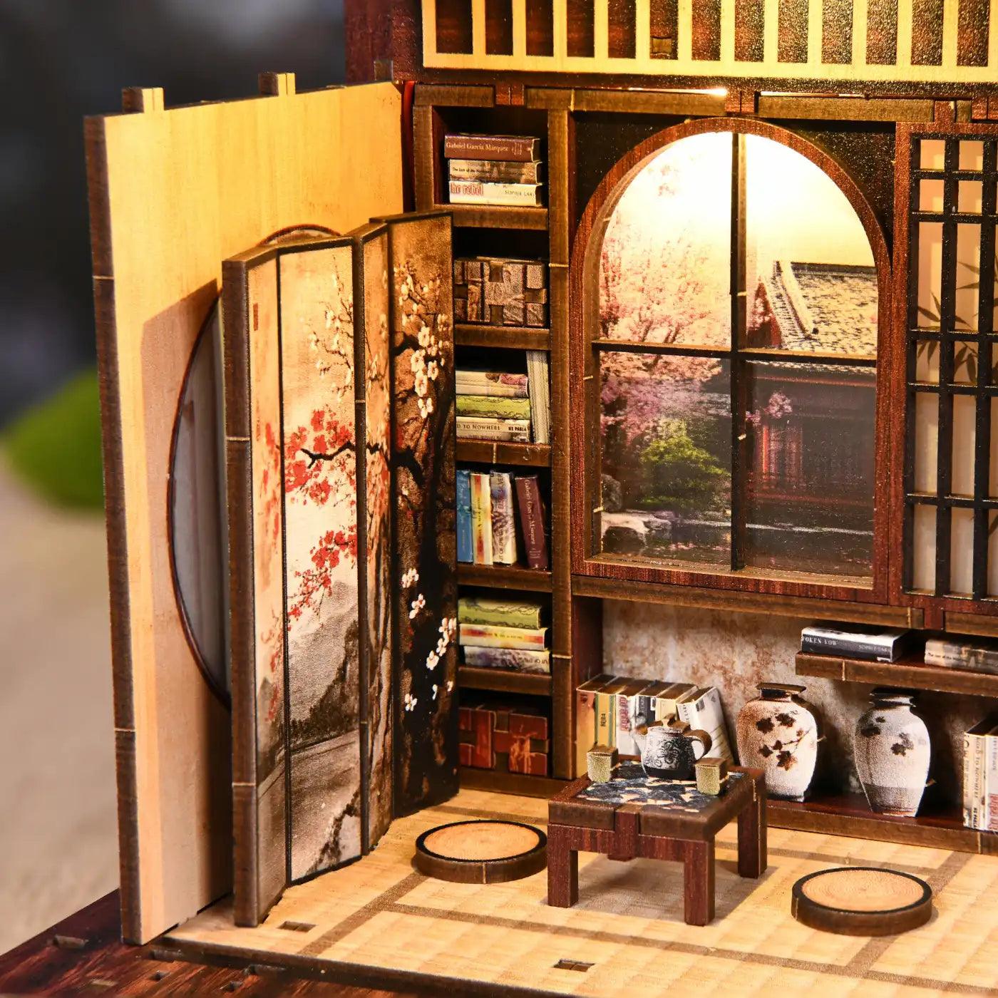 Japanese Garden House – DIY Book Nook Kit with LED Touch Lamp (3D wooden puzzle)