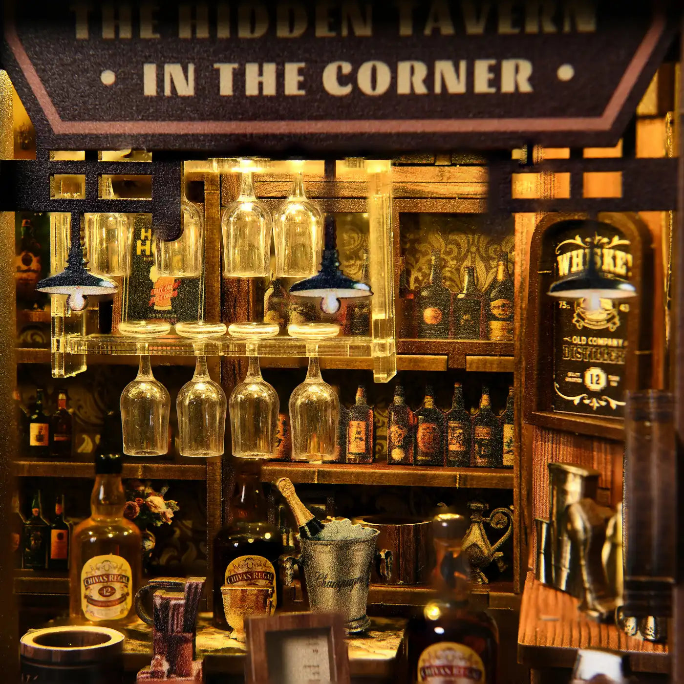 Corner Tavern – DIY Mini House with LED Touch Light(3D wooden puzzle)
