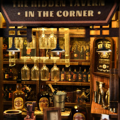 Corner Tavern – DIY Mini House with LED Touch Light(3D wooden puzzle)