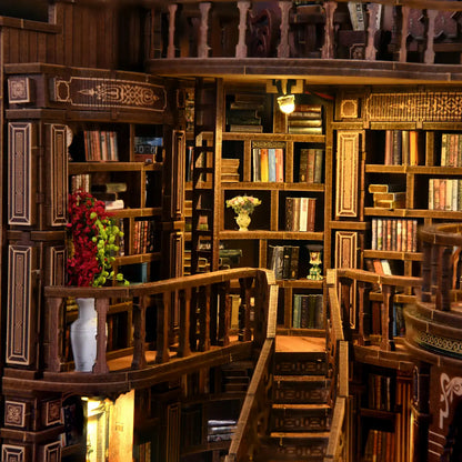 Dreamy Book Hall – DIY Book Nook Kit with LED Touch Lamp (3D wooden puzzle)