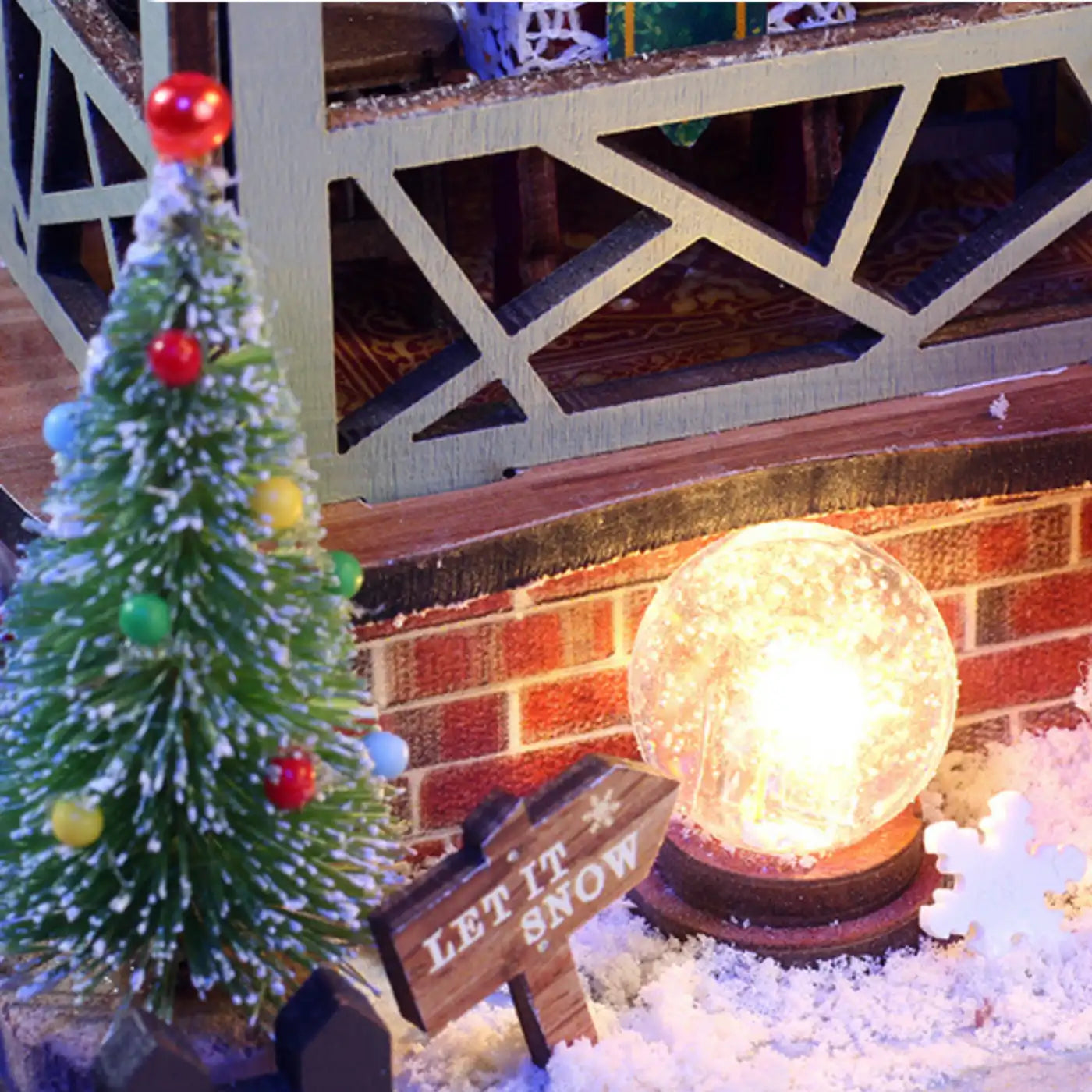 Warm Christmas Lodge – DIY Miniature House Kit with LED Lights & Music Box