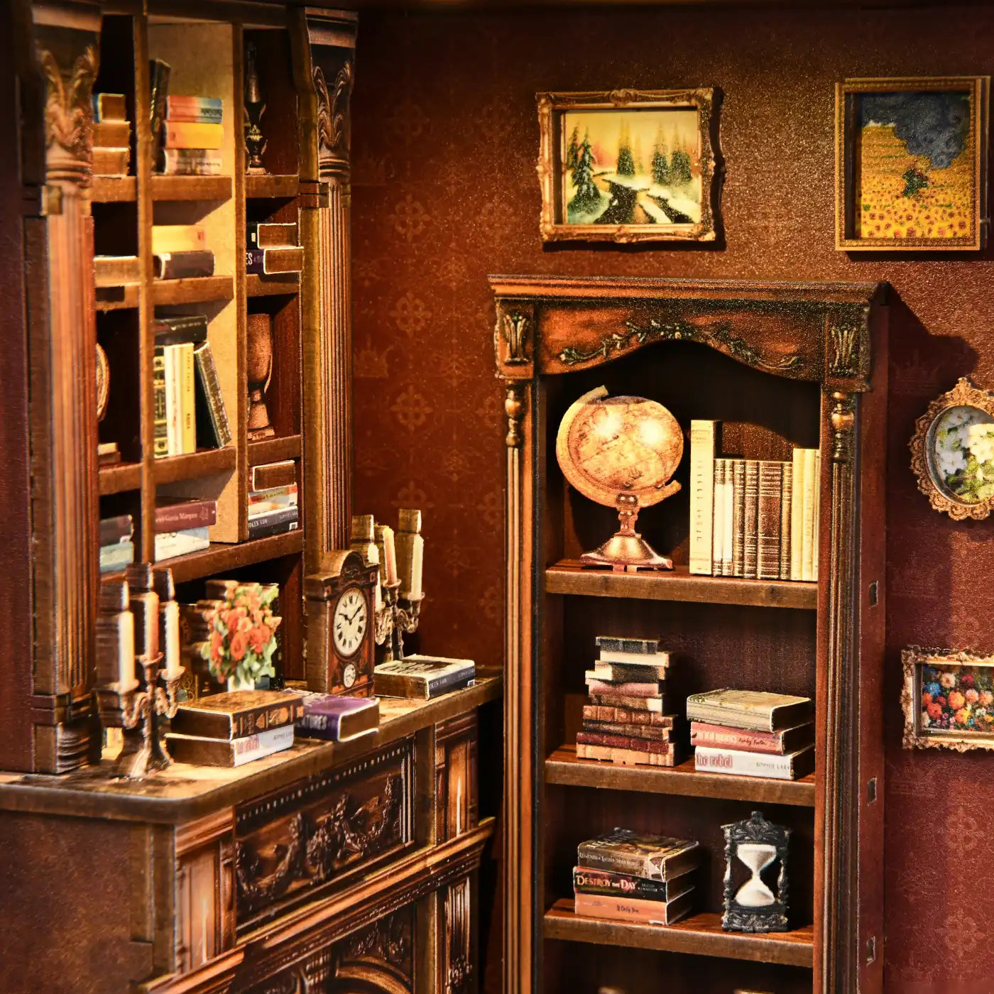 Twilight Library – DIY Book Nook Kit with LED Touch Lamp (3D wooden puzzle)