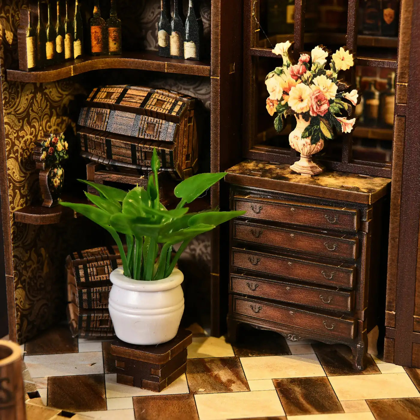 Corner Tavern – DIY Mini House with LED Touch Light(3D wooden puzzle)