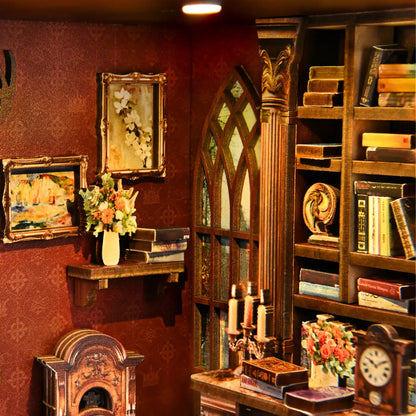 Twilight Library – DIY Book Nook Kit with LED Touch Lamp (3D wooden puzzle)