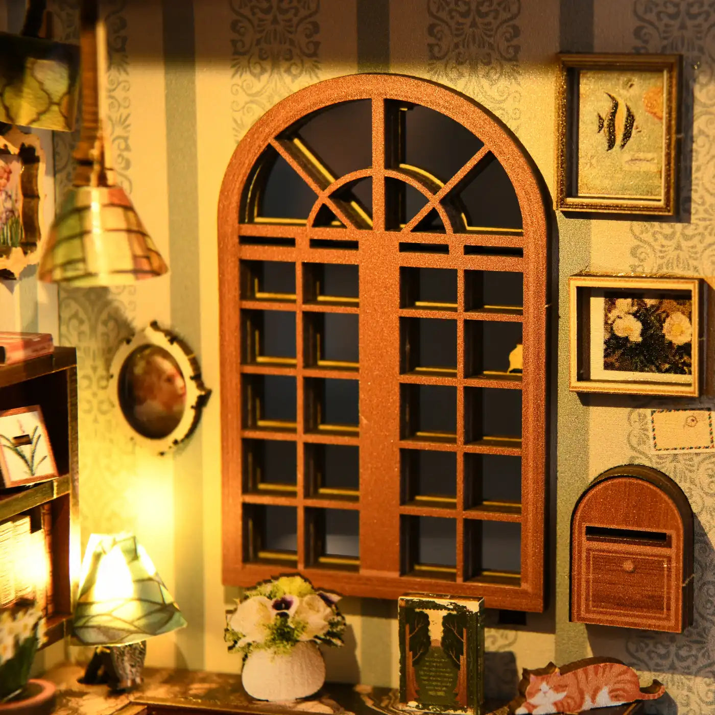 Blue Bookstore Reading Room – DIY Book Nook Kit with LED Touch Lamp (3D wooden puzzle)