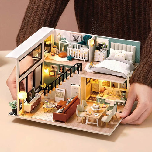 DIY Miniature Dollhouse Kit with Music Box: Comfortable Life