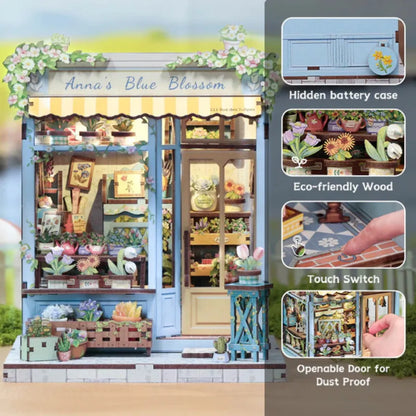 "Anna's Blue Blossom" DIY Miniature Flower Shop Kit