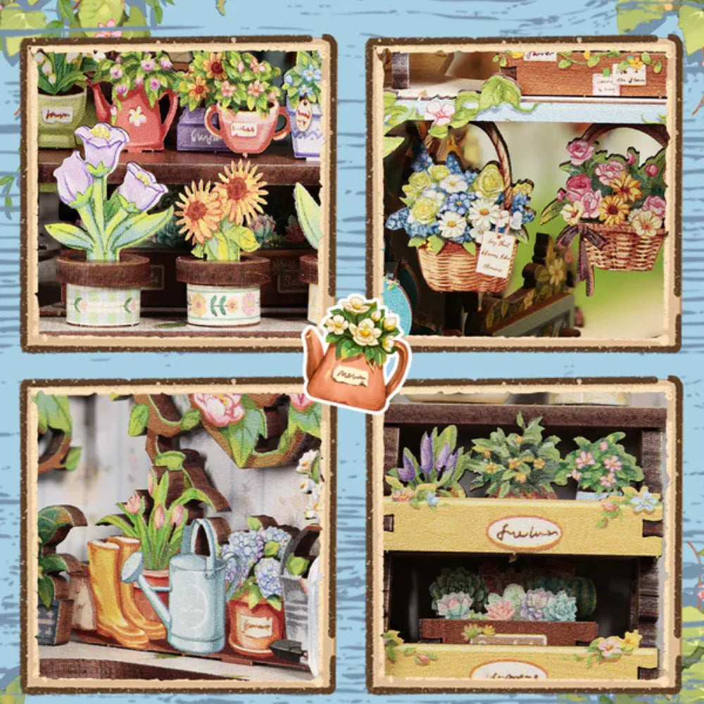 "Anna's Blue Blossom" DIY Miniature Flower Shop Kit