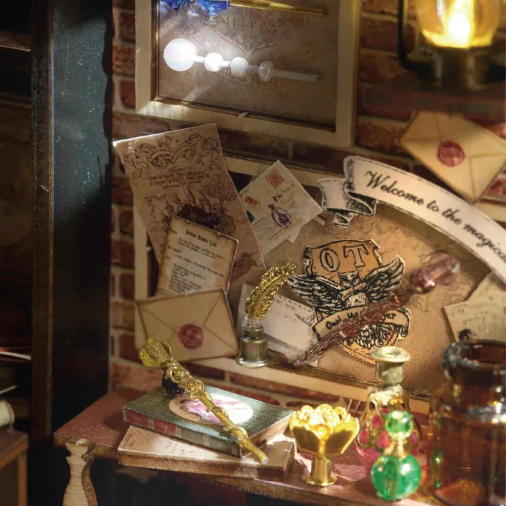 Wooden Magic Wand Shop Model with LED Lights