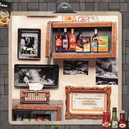 Uncle Joe's Pizzeria DIY Miniature House Kit with LED Light