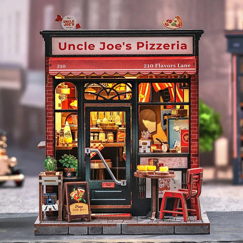 Uncle Joe's Pizzeria DIY Miniature House Kit with LED Light