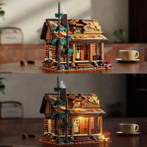 Wood Cabin Building Blocks Set