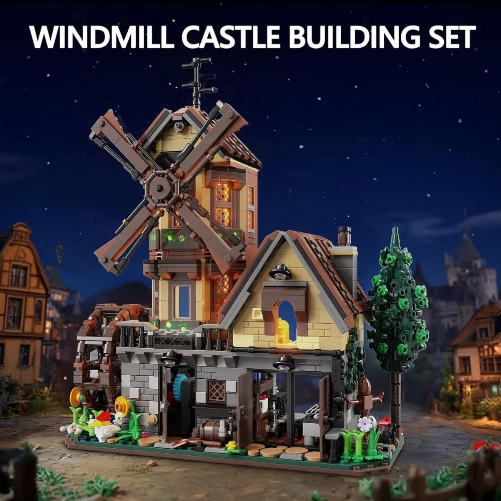 Wood Cabin Building Set with Light
