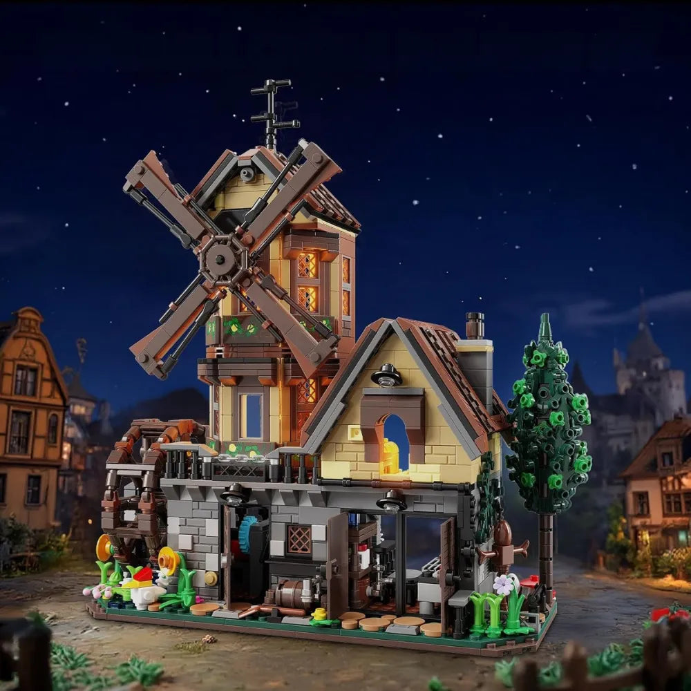 Wood Cabin Building Set with Light