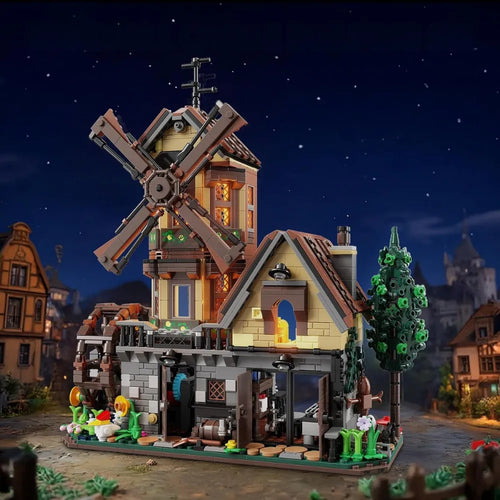 Wood Cabin Building Set with Light