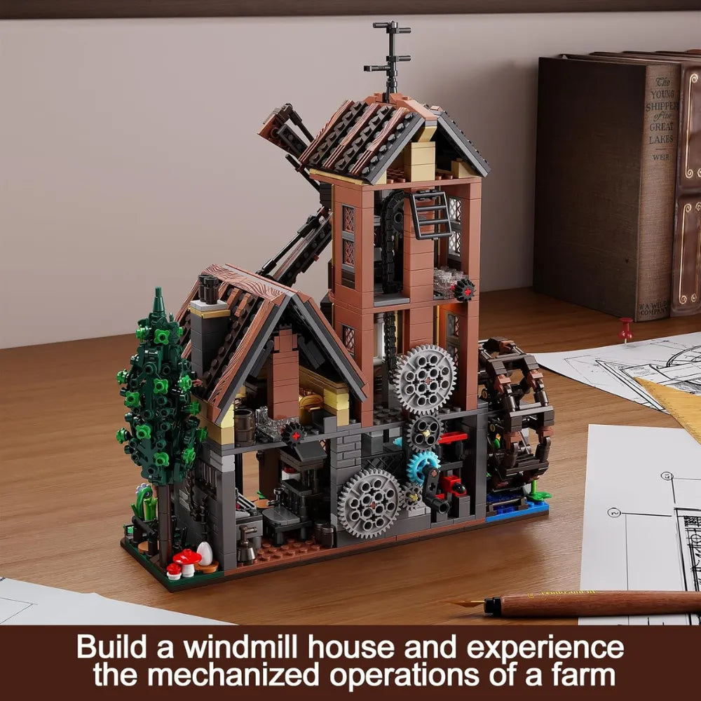 Wood Cabin Building Set with Light