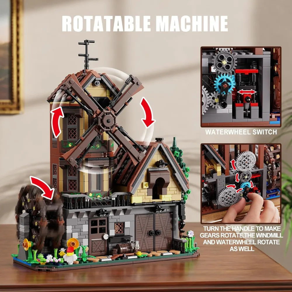 Wood Cabin Building Set with Light