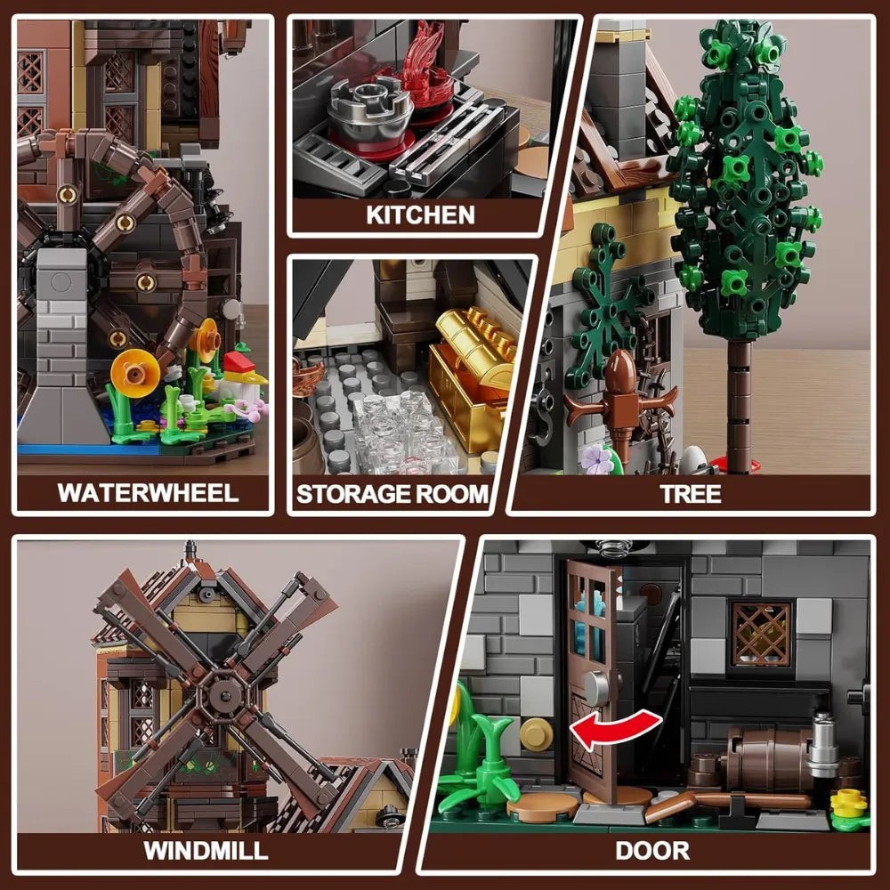Wood Cabin Building Set with Light