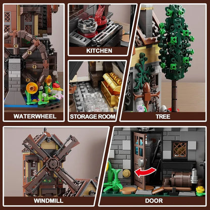 Wood Cabin Building Set with Light