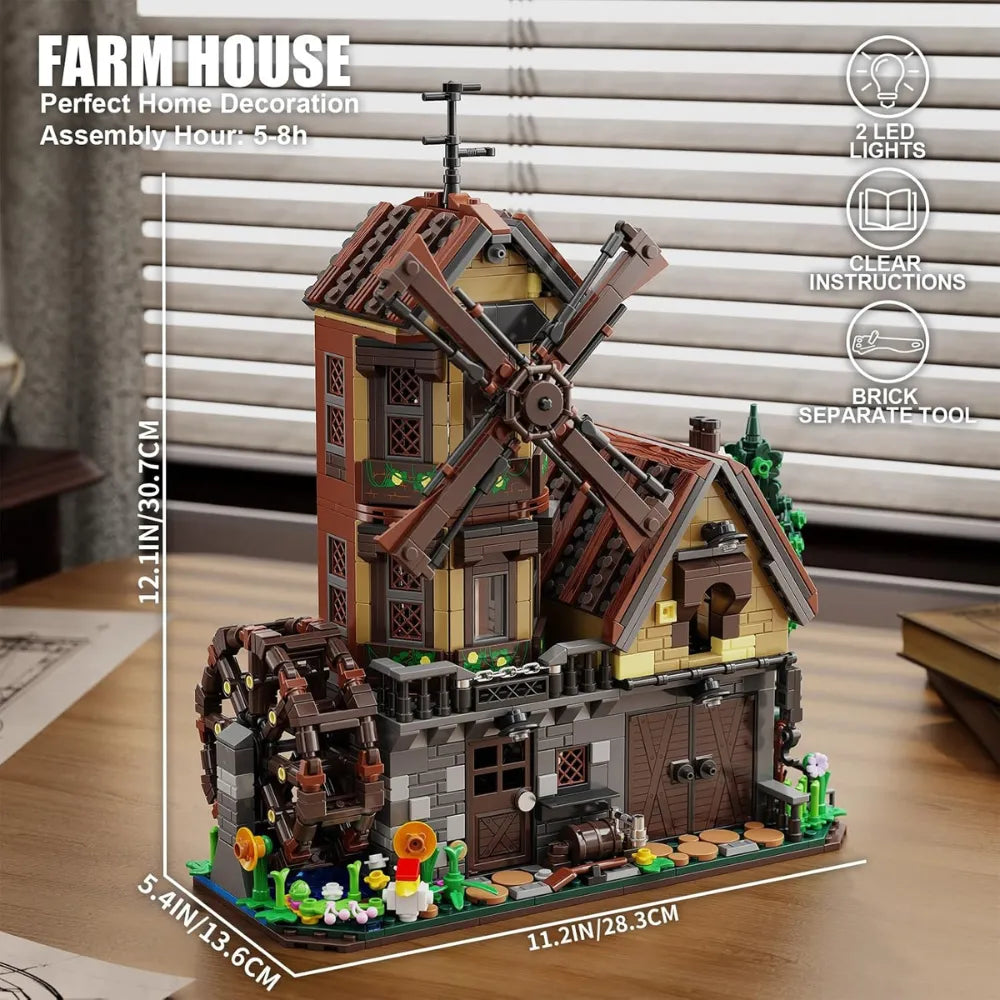 Wood Cabin Building Set with Light