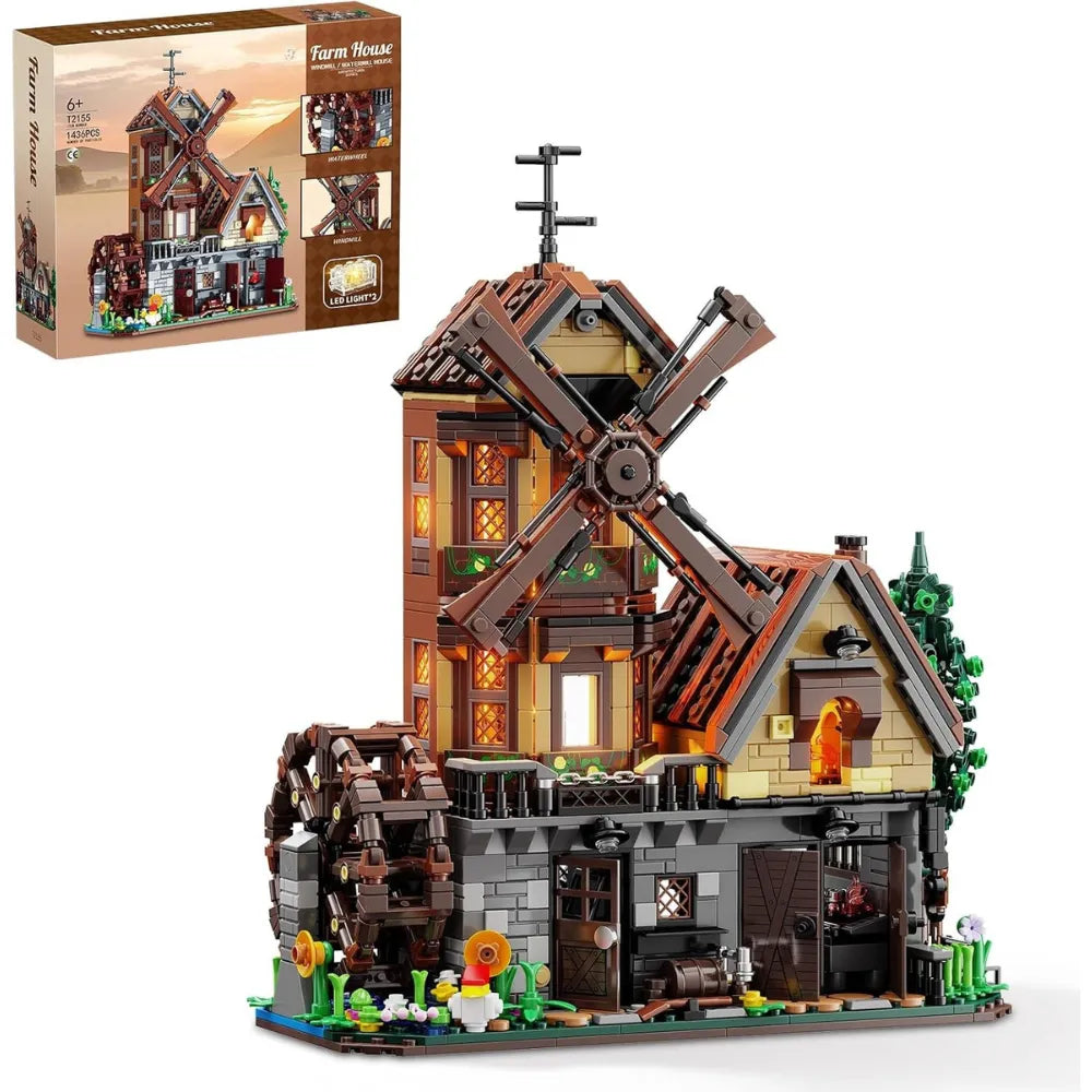 Wood Cabin Building Set with Light